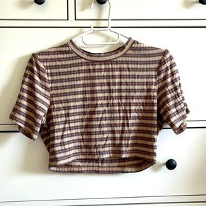 Cropped stripe T-Shirt from SHEIN size US6/Medium
